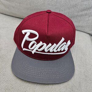 Popular Demand Hat Cap Snap Back Burgundy Adjustable Baseball Lightweight NEW